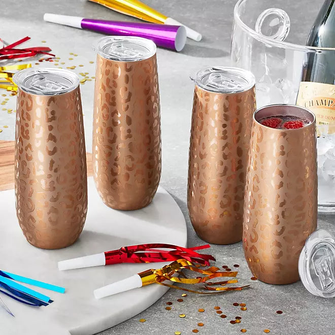 Member's Mark 14oz. Stainless Steel Insulated Flute Tumblers with Lids, 4 Pack