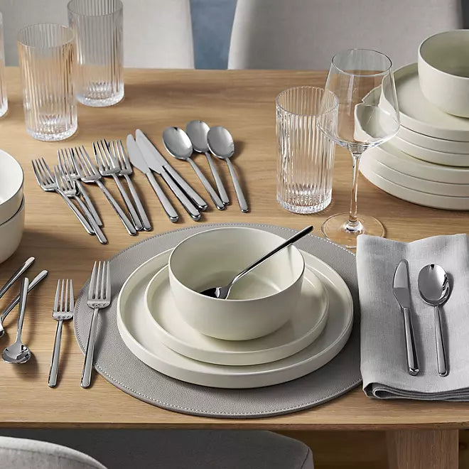Member's Mark Premium 20-Piece 18/10 Stainless Steel Modern Flatware Set, Assorted Finishes
