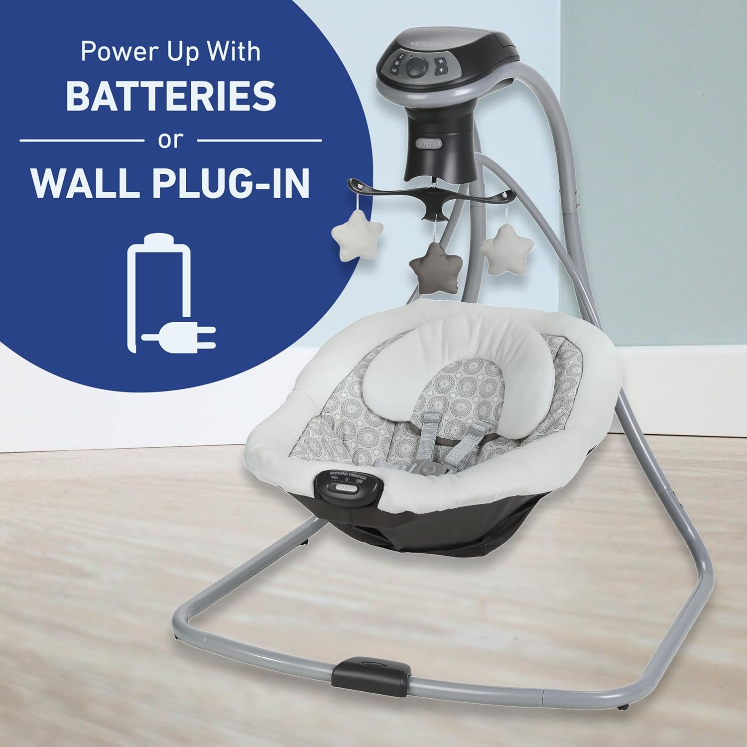 Graco Simple Sway Swing, Ivy - 6 Speeds, 15 Songs, Cozy Seat