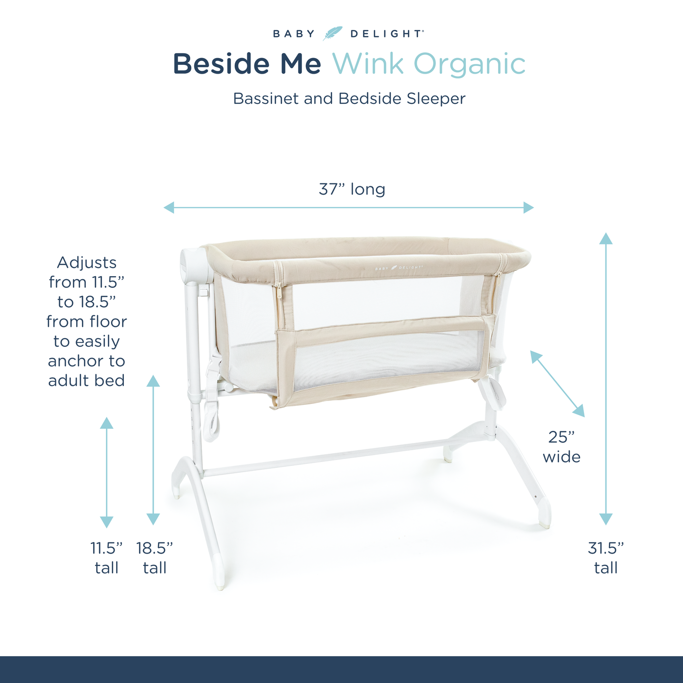 Beside Me™ Wink Organic Bassinet & Bedside Sleeper – Organic Oat