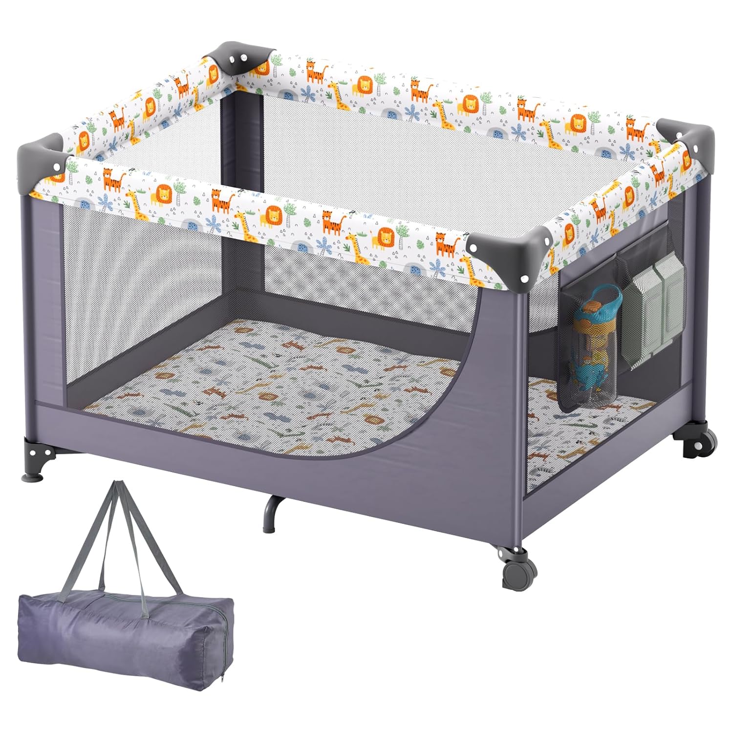 VEVOR Baby Travel Crib and Play Yard, Folding Baby Playpen with Soft Mattress Pad