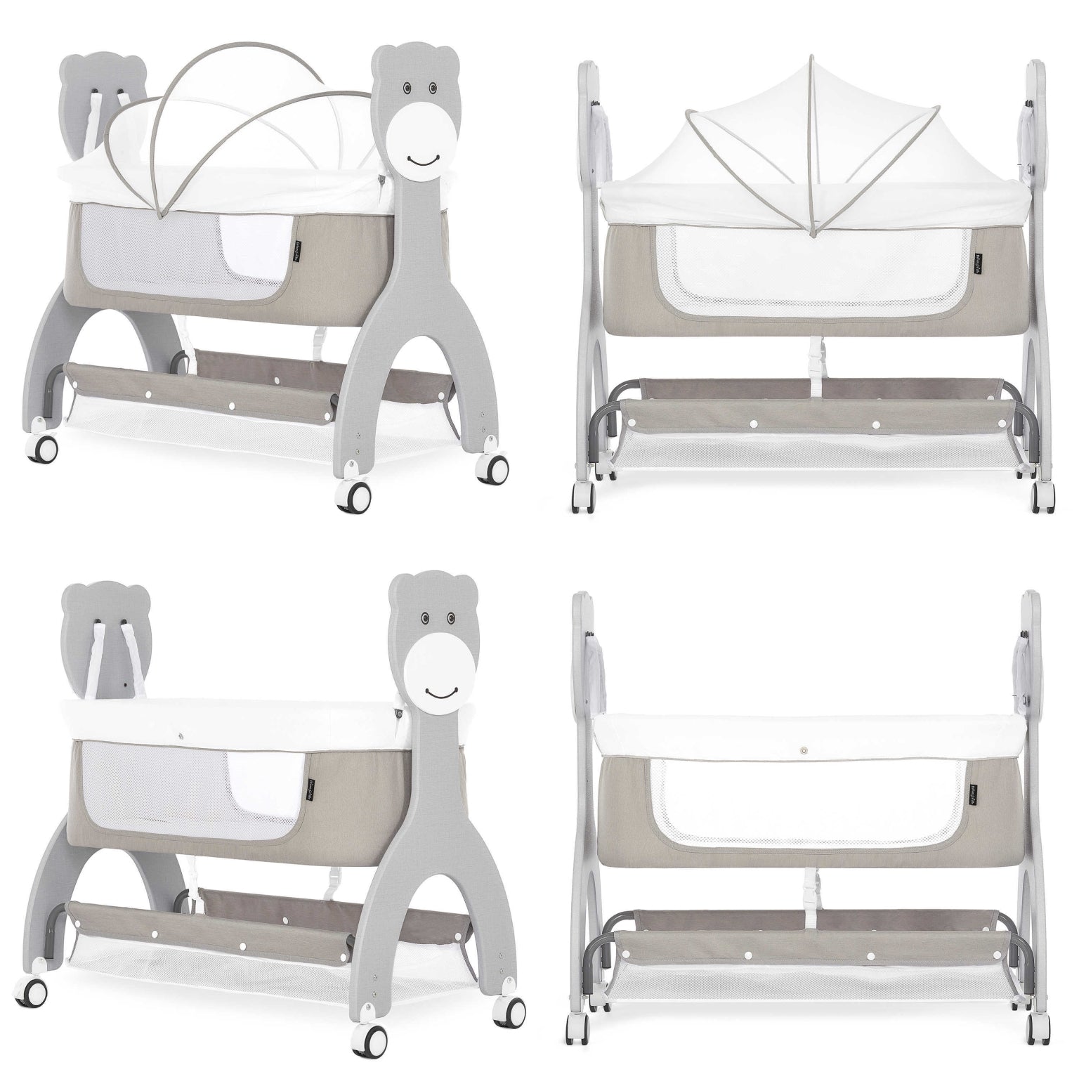 Dream on Me Cub Portable Bassinet in Grey, Multi-Use Baby Bassinet with Locking Wheels