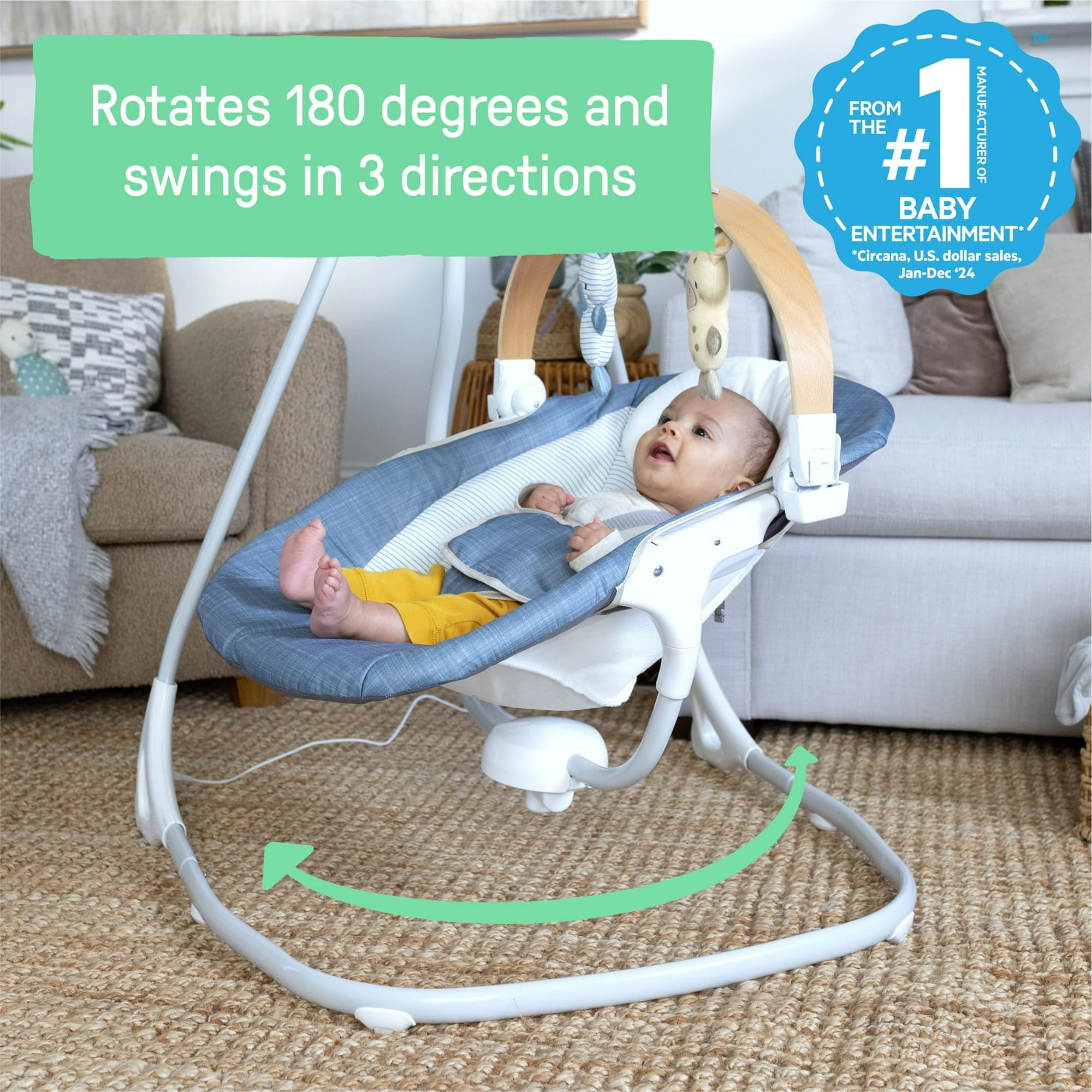 Ingenuity SimpleComfort Compact Soothing Baby Swing for Infants