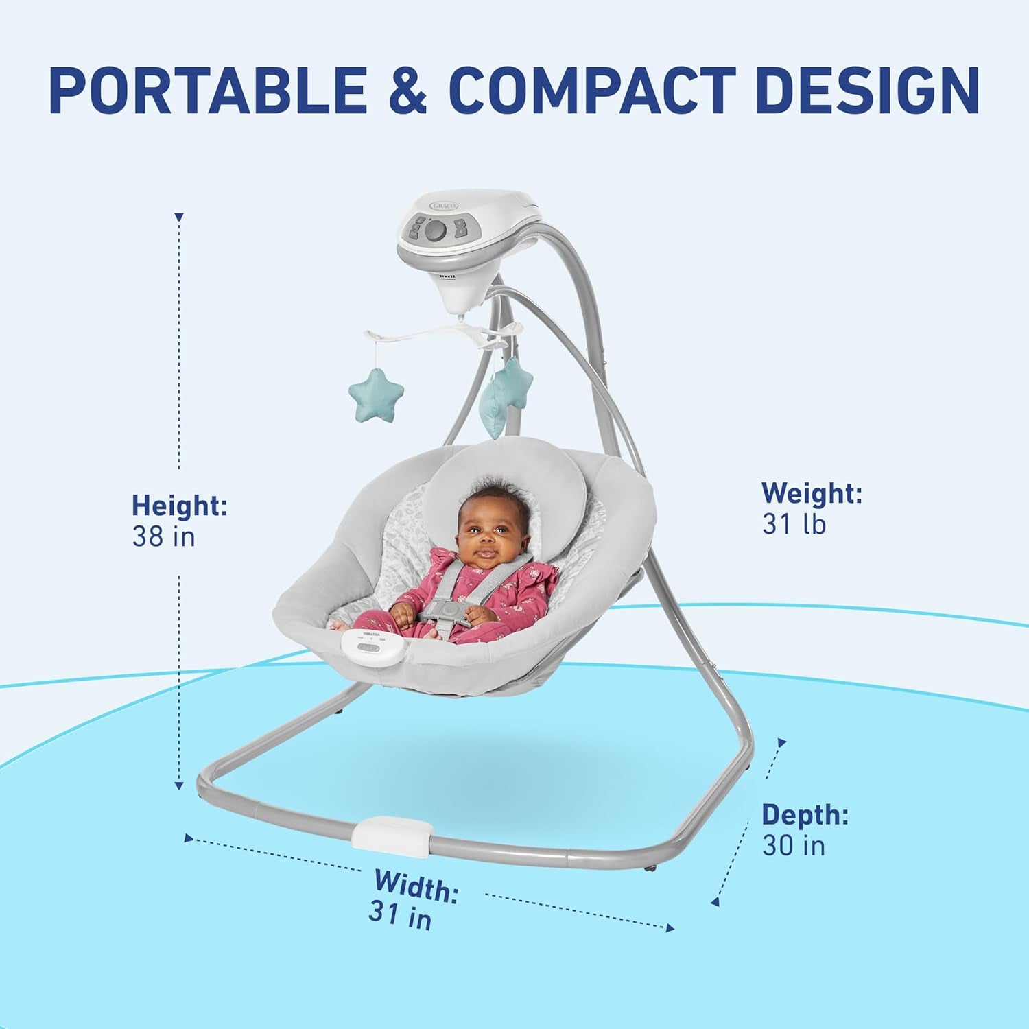 Graco Simple Sway Swing, Ivy - 6 Speeds, 15 Songs, Cozy Seat