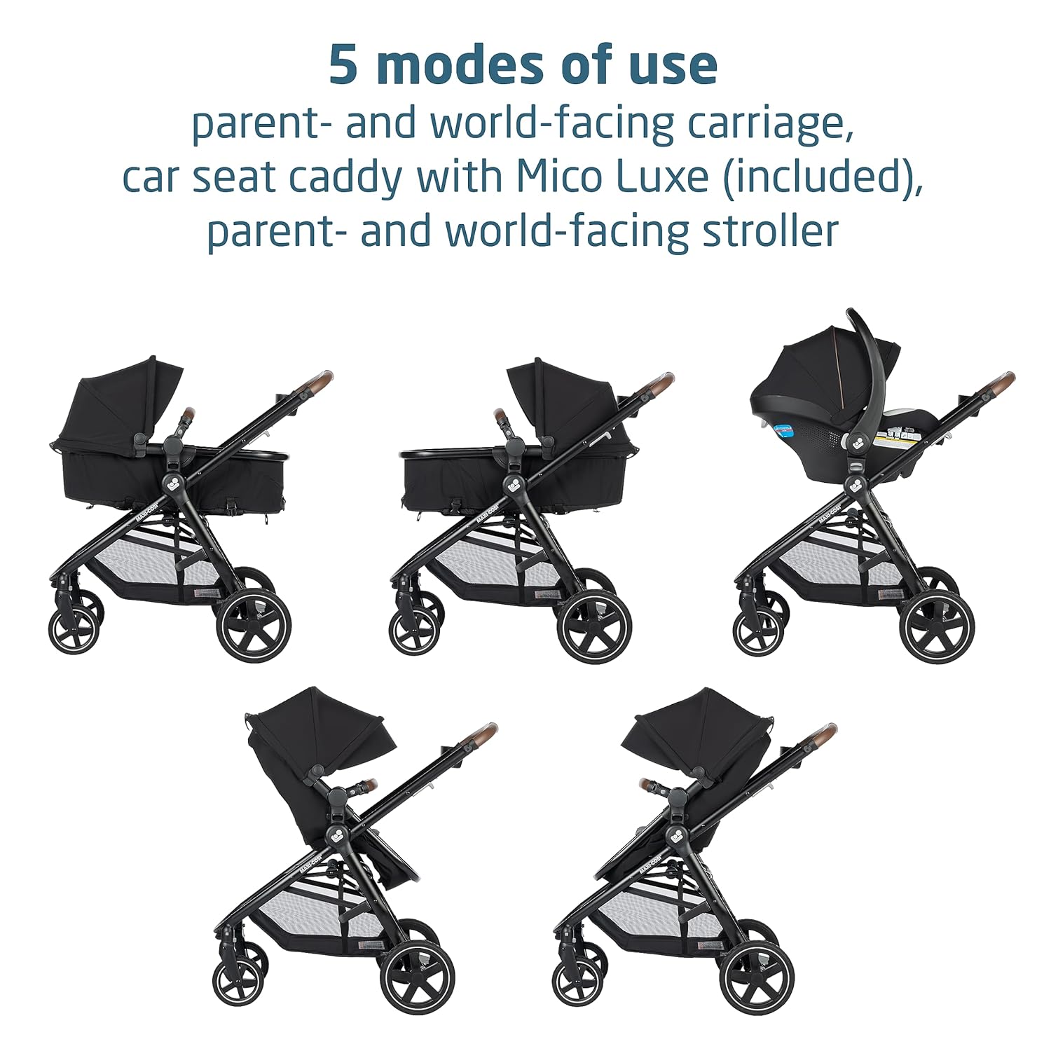 Maxi-Cosi Zelia™ Luxe 5-in-1 Modular Travel System in New Hope Black