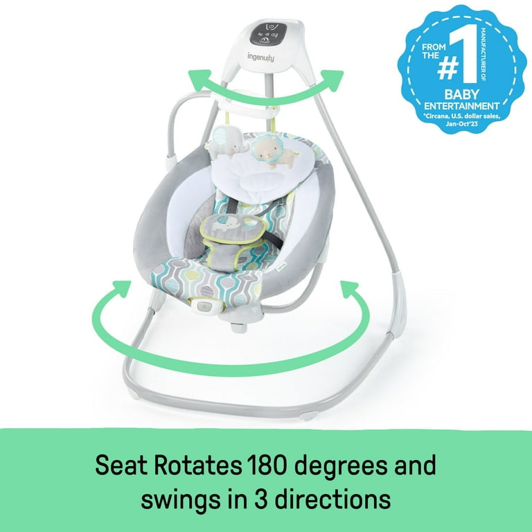 Ingenuity SimpleComfort Multi-Direction Compact Baby Swing with Vibrating Seat, Unisex - Everston