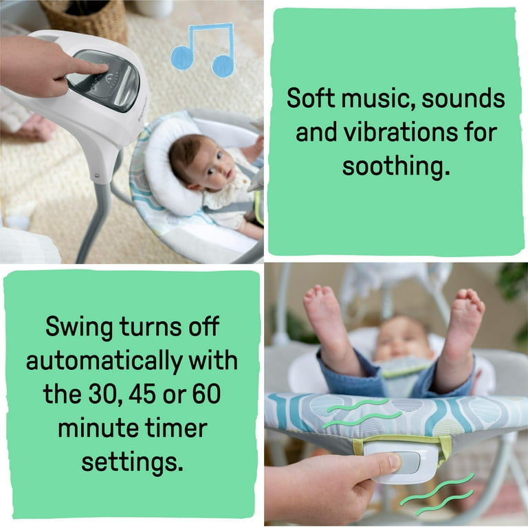 Ingenuity SimpleComfort Multi-Direction Compact Baby Swing with Vibrating Seat, Unisex - Everston