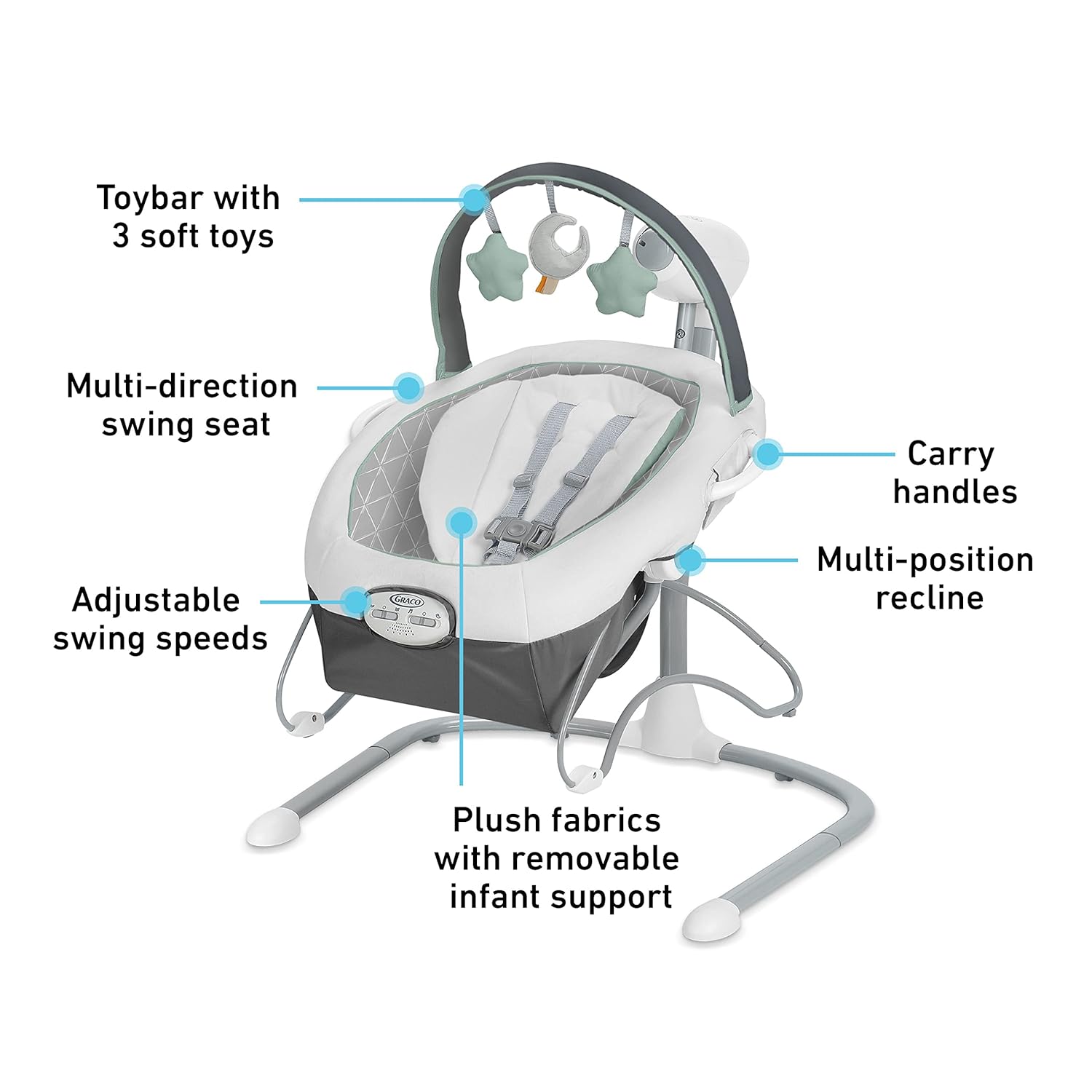 Graco Soothe 'n Sway LX - Baby Swing with Portable Bouncer
