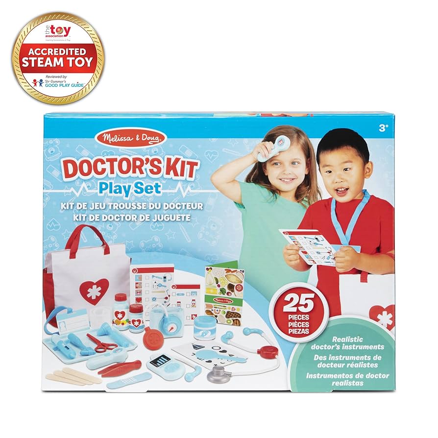 Melissa & Doug Get Well Doctor’s Kit Play Set – 25 Toy Pieces - Doctor Role Play Set, Doctor Kit For Toddlers And Kids Ages 3+