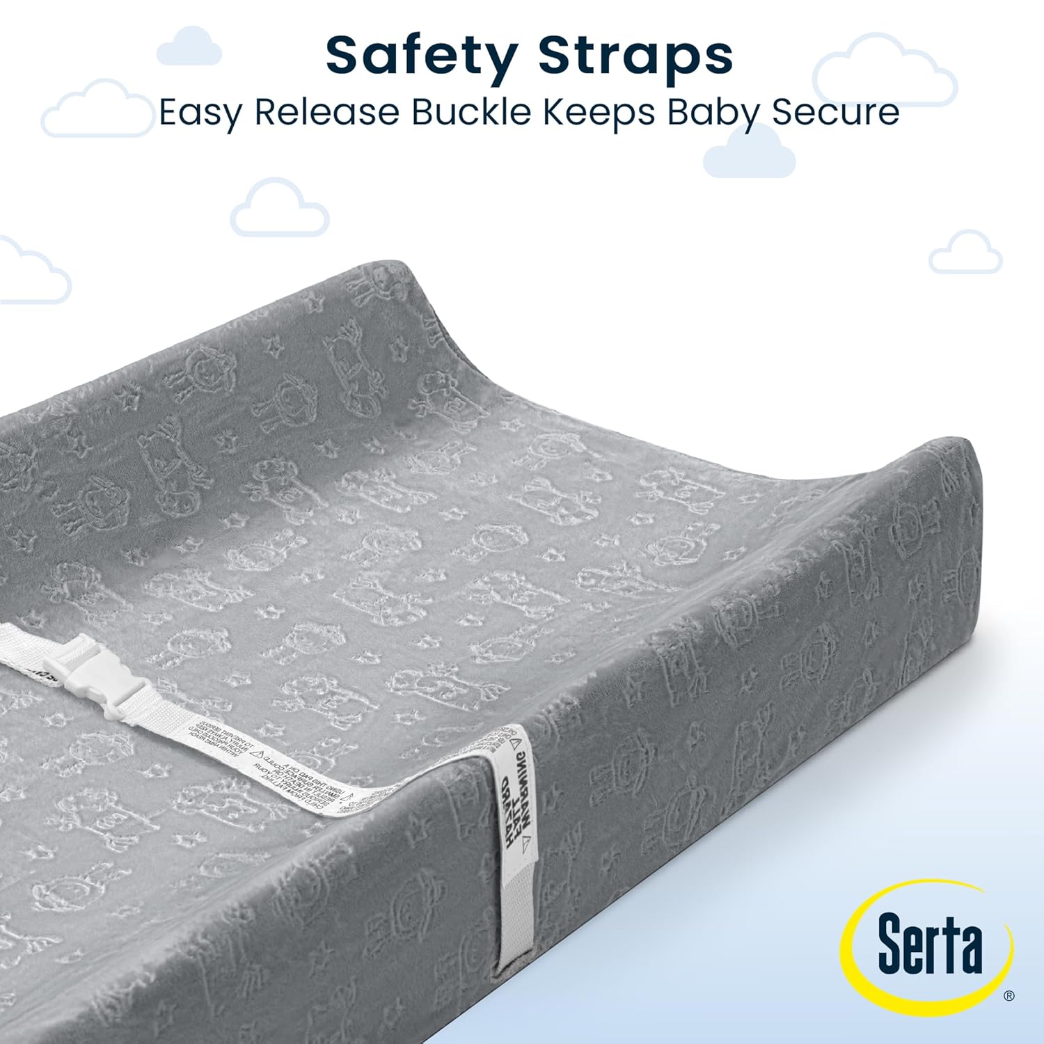 Serta Perfect Sleeper Changing Pad with Plush Cover, Gray