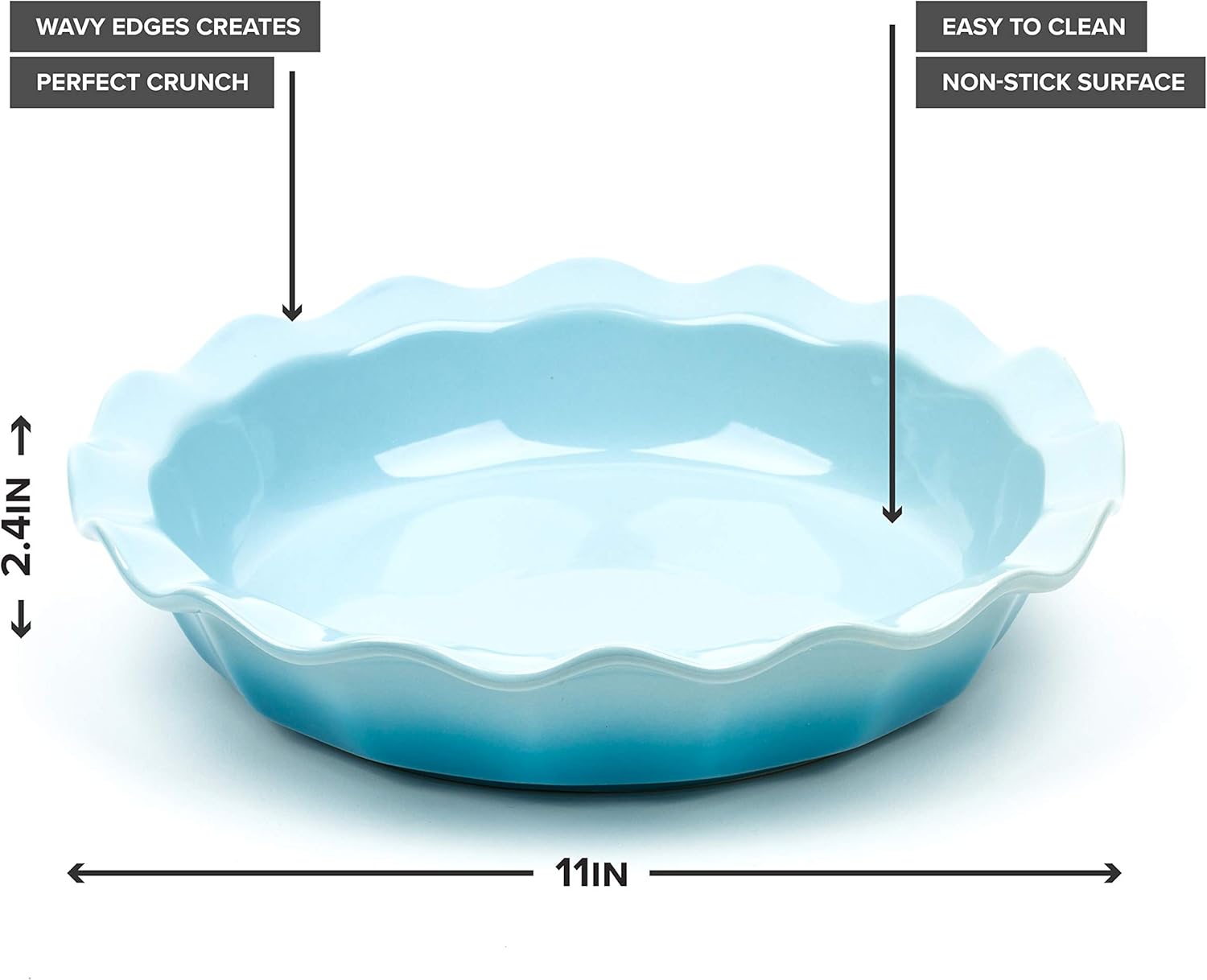 B-FODGE Ceramic Cake Pan - Simple, Stylish 11" Cake Pan for Baking and Serving - Our Ceramic Pie Pans have scalloped edges to create beautiful crispy crusts