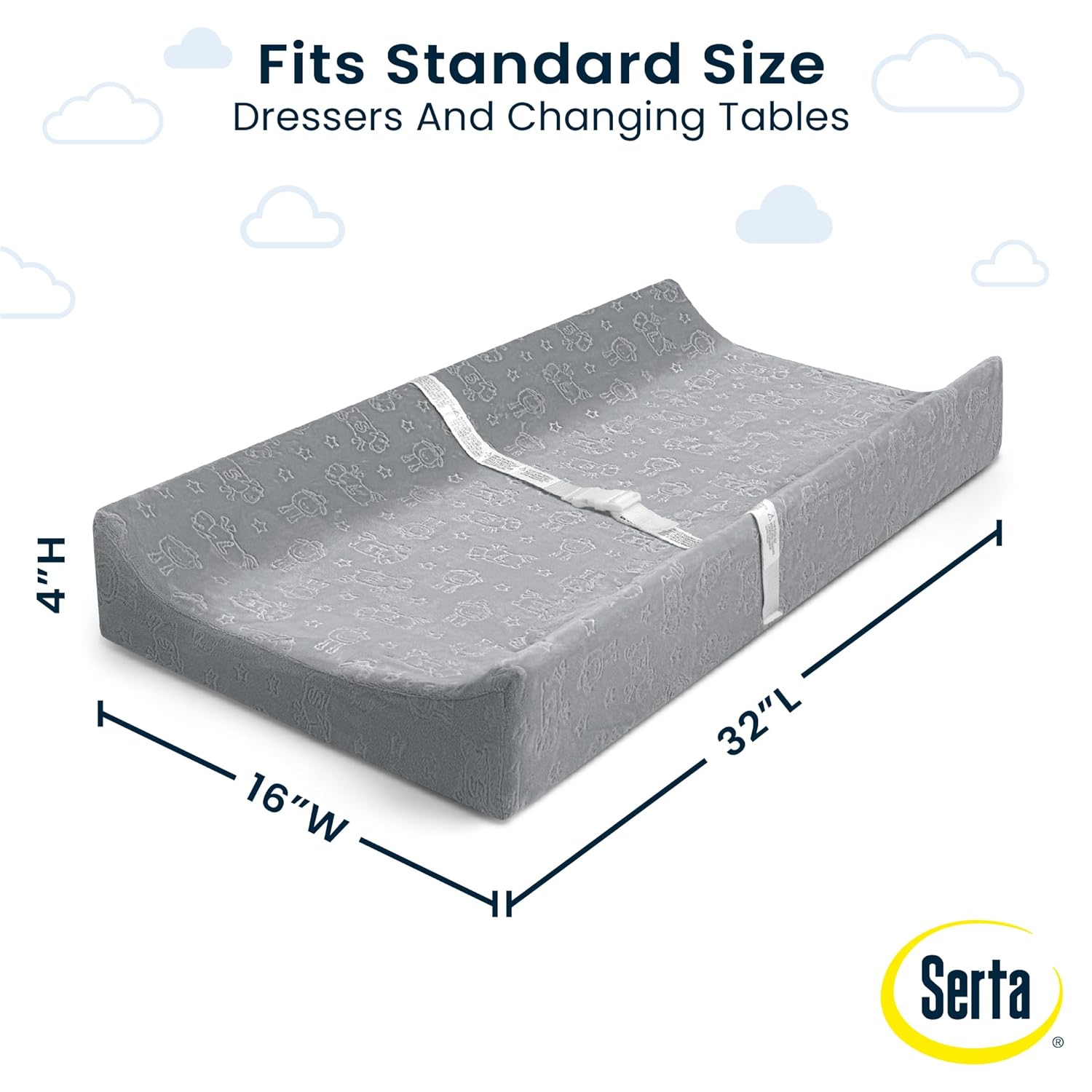 Serta Perfect Sleeper Changing Pad with Plush Cover, Gray