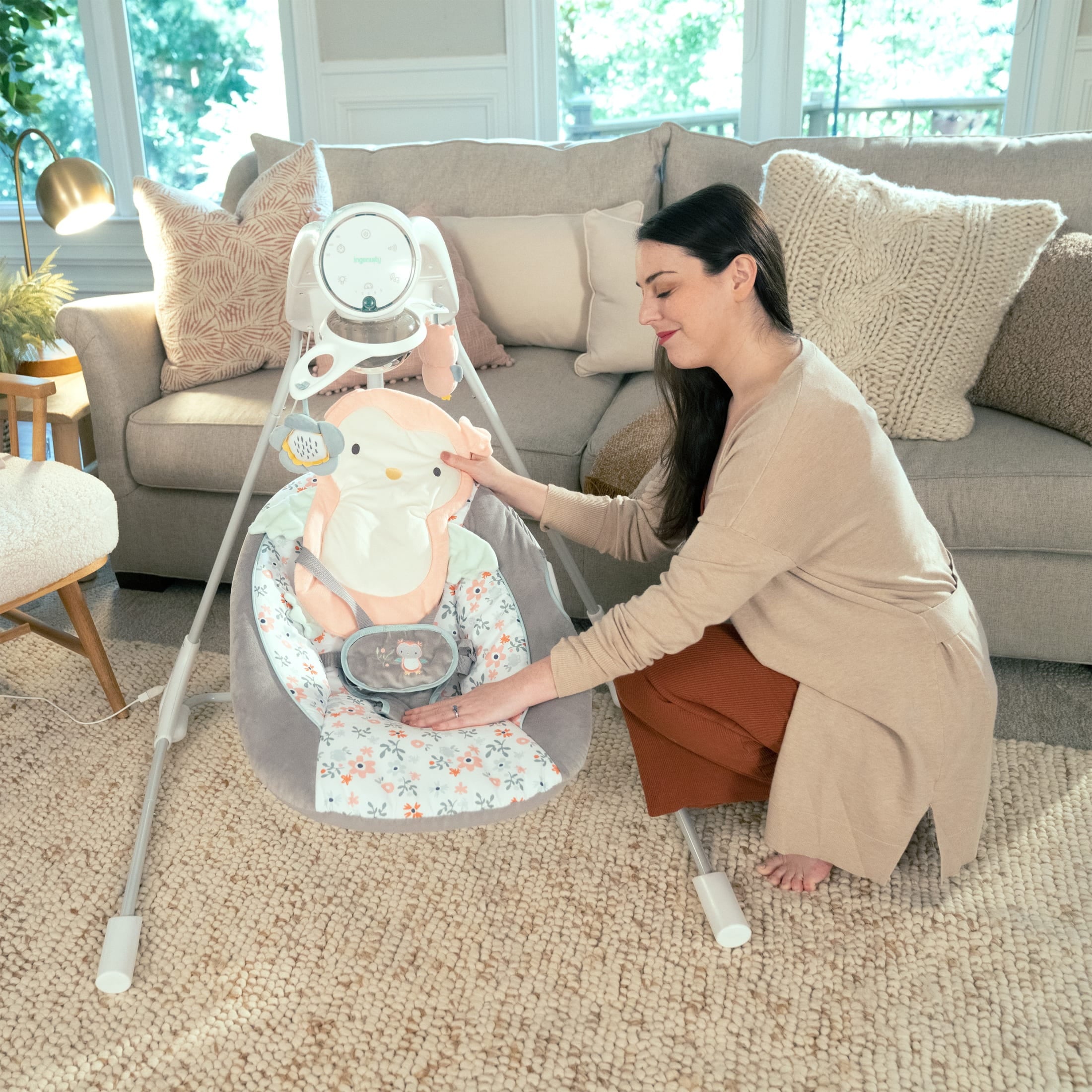 Ingenuity InLighten 5-Speed Baby Swing with Swivel Infant Seat and Light-up Mobile