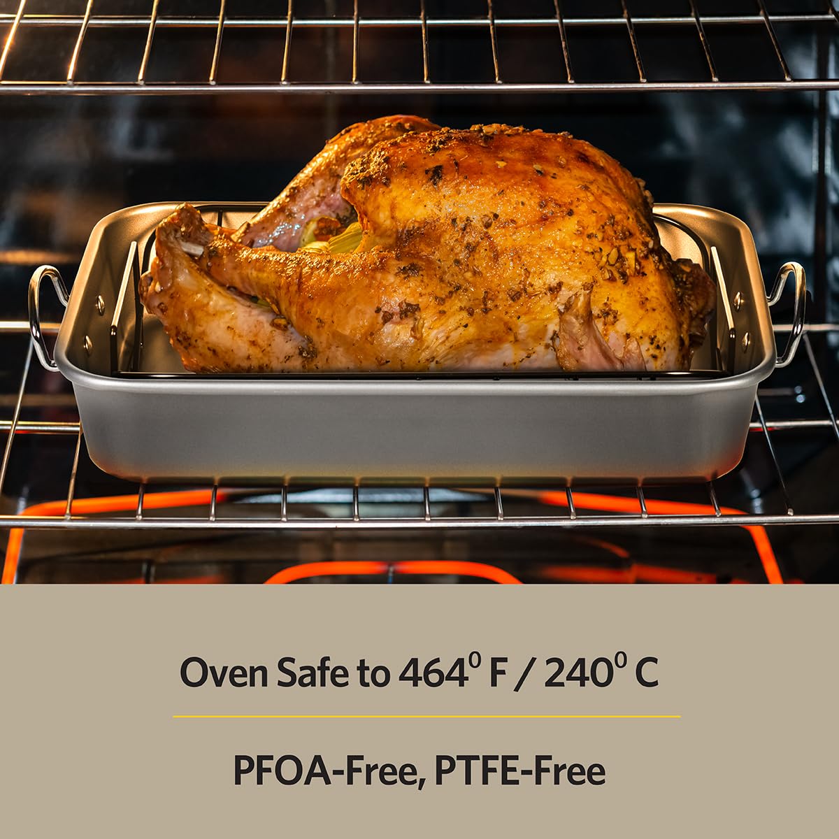 Glad Roasting Pan Nonstick 11x15 - Heavy Duty Metal Bakeware Dish with Rack