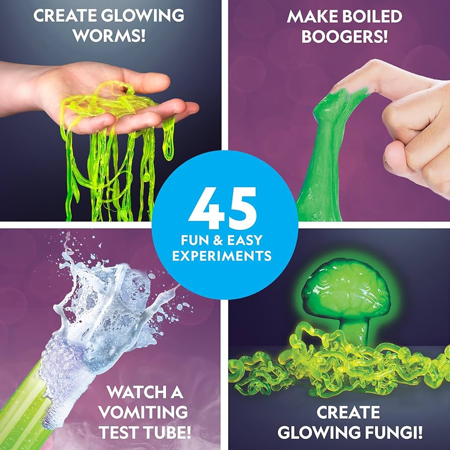 NATIONAL GEOGRAPHIC Gross Science Kit - 45 Gross Science Experiments- Dissect a Brain, Make Slime, Creepy STEM Project Gifts for Boys and Girls, Halloween Activities for Kids 8-12